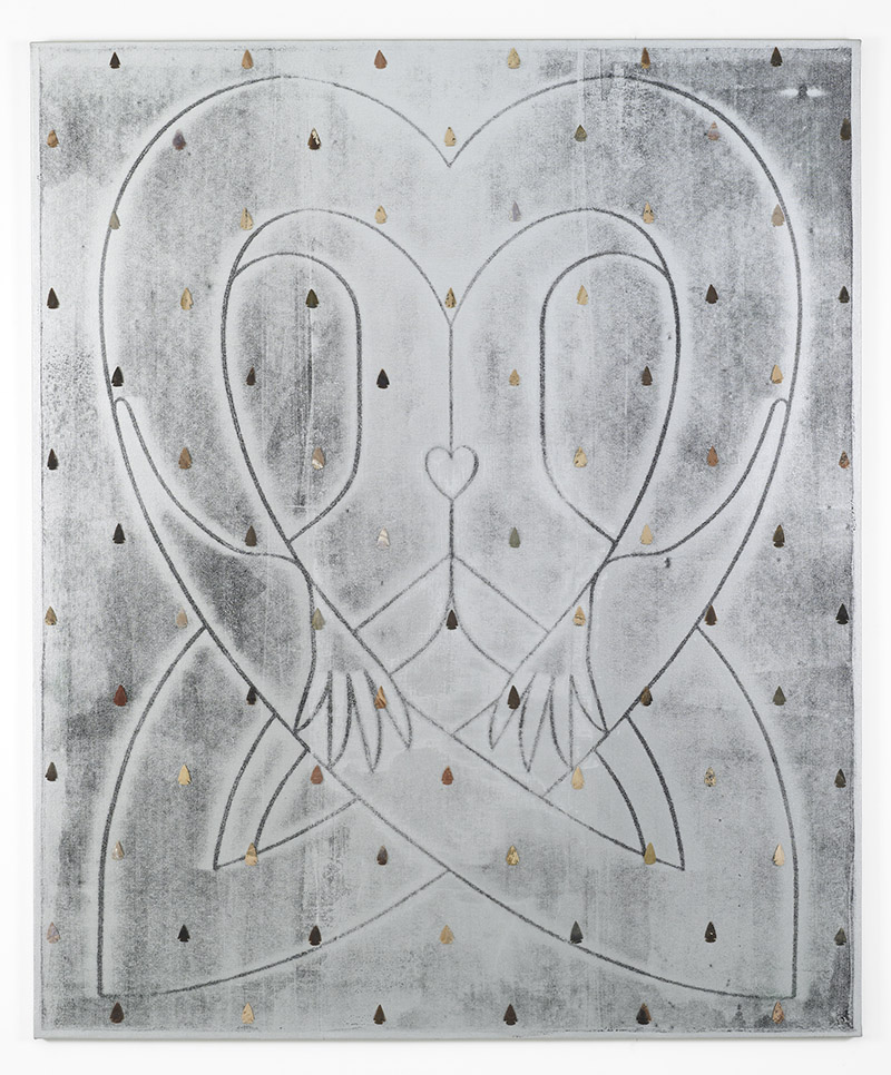 Jonathan Kelly - Lithomancer - Acrylic and Agate Arrowheads on Canvas - 170x140cm